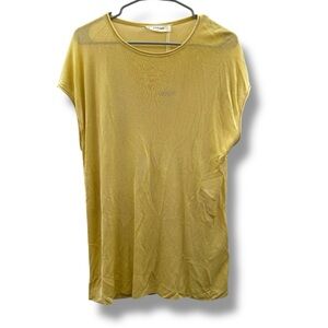 Everlane Tight Knit Dark Yellow Gold Short‎ Sleeve Lightweight Top Sz L NEW